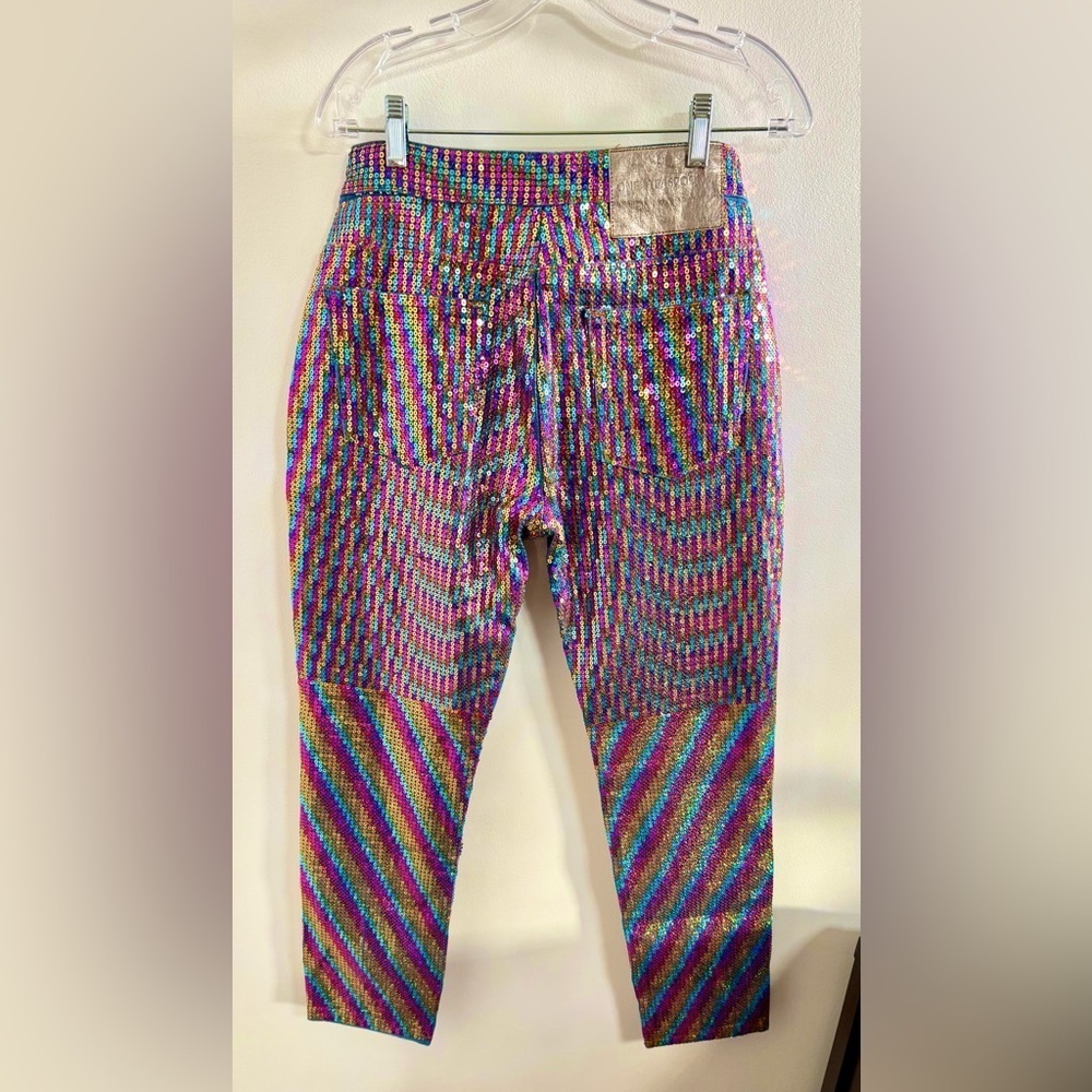 ⚡️ Free People x One Teaspoon Multicolor Sequin / Denim Pants - Size 25 - New ⚡️ - Picture 5 of 9